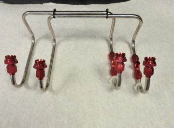 TBS 4372-RED  Line kit  - Dual Inlet 4150 Carb Fuel Lines - Stainless w RED Fittings